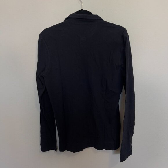 Men's Fendi Long Sleve Polo With Logo Size 48 Color Navy Blue - Picture 4 of 4